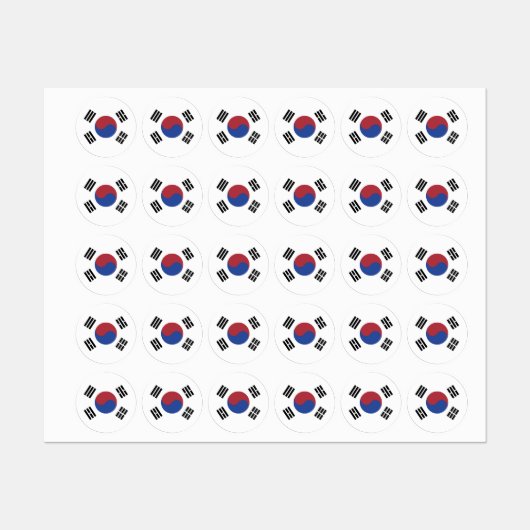 Südkoreaflagge Etiketten (Blatt)