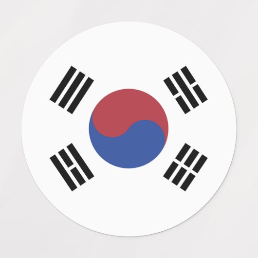 Südkoreaflagge Etiketten (Design 1)