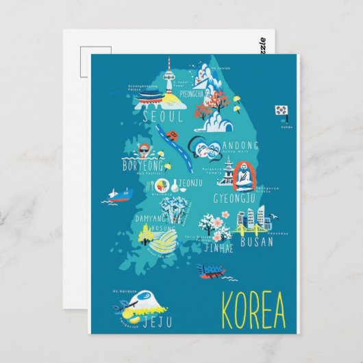 Südkoreakarte Postkarte (Vorne/Hinten)