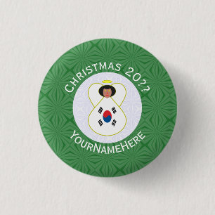 Südkoreanische Engels-Weihnachtsflagge personalisi Button
