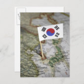 Südkoreanische Flagge auf Karte (Vorne/Hinten)
