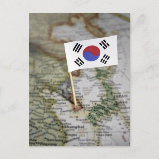 Südkoreanische Flagge auf Karte (Vorderseite)