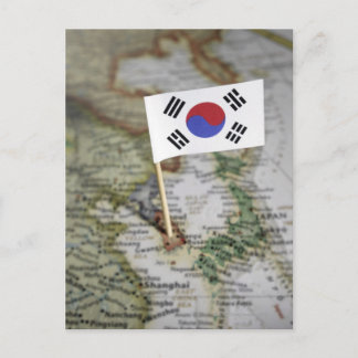 Südkoreanische Flagge auf Karte