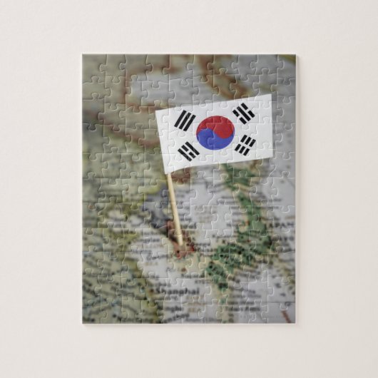 Südkoreanische Flagge auf Karte Puzzle (Vertikal)