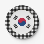 Südkoreanische Flagge, Büffel kariert und koreanis Pappteller (Vorderseite)