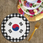 Südkoreanische Flagge, Büffel kariert und koreanis Pappteller