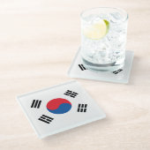 Südkoreanische Flagge Glasuntersetzer (Schrägansicht)