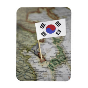 Südkoreanische Flagge in der Karte Magnet