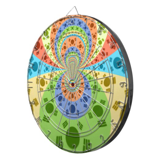 Südkoreanische Flagge Inspiriert Abstrakte Kunstdr Dartscheibe (Vorderseite rechts)