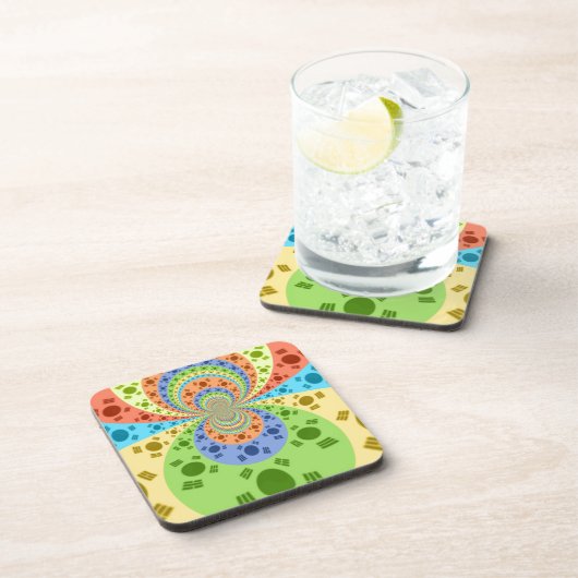 Südkoreanische Flagge Inspiriert Abstrakte Kunstdr Getränkeuntersetzer (Rechte Seite)