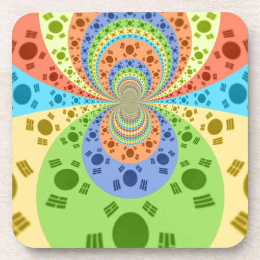 Südkoreanische Flagge Inspiriert Abstrakte Kunstdr Getränkeuntersetzer (Vorderseite)