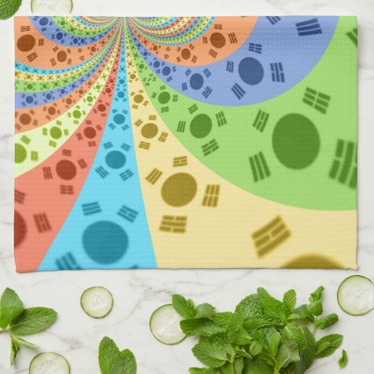 Südkoreanische Flagge Inspiriert Abstrakte Kunstdr Küchentuch (Gefaltet)