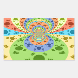 Südkoreanische Flagge Inspiriert Abstrakte Kunstdr Rechteckiger Aufkleber