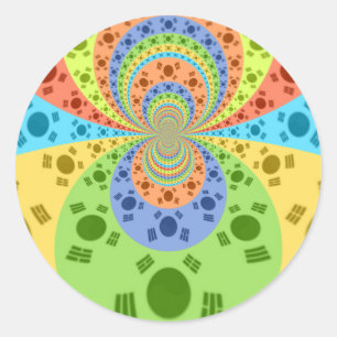 Südkoreanische Flagge Inspiriert Abstrakte Kunstdr Runder Aufkleber