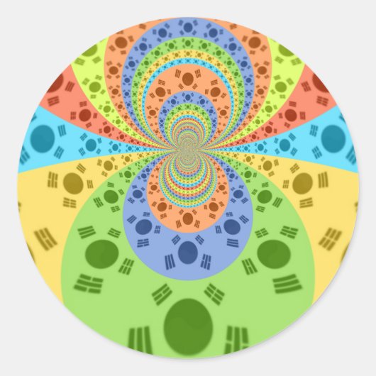 Südkoreanische Flagge Inspiriert Abstrakte Kunstdr Runder Aufkleber (Vorderseite)