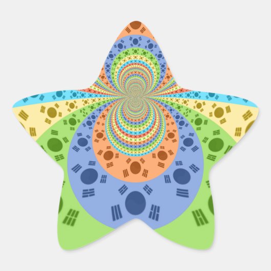 Südkoreanische Flagge Inspiriert Abstrakte Kunstdr Stern-Aufkleber (Vorderseite)