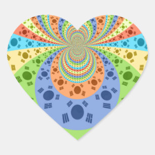 Südkoreanische Flagge Inspirierter abstrakter Kuns Herz-Aufkleber
