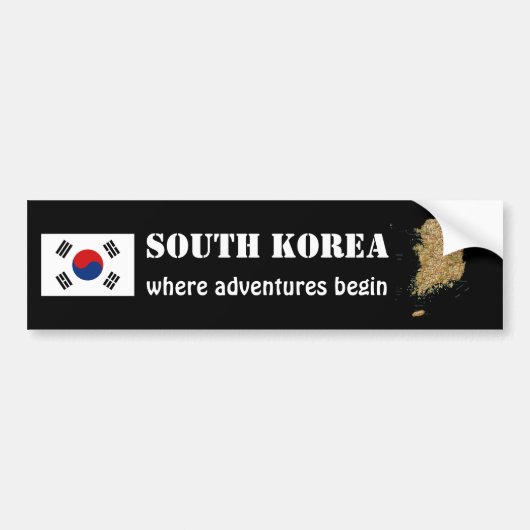 Südkoreanische Flagge + Karte Autoaufkleber (Vorne)