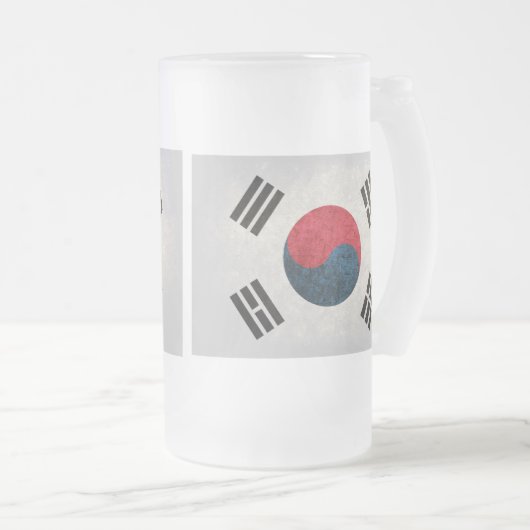 Südkoreanische Flagge; Mattglas Bierglas (VorderseiteRechts)