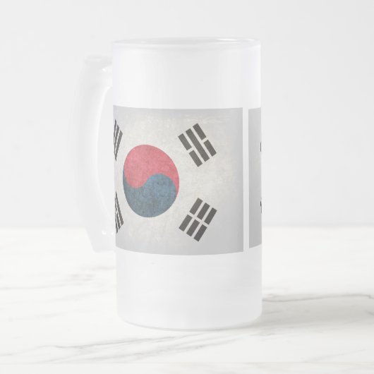 Südkoreanische Flagge; Mattglas Bierglas (Vorderseite Links)
