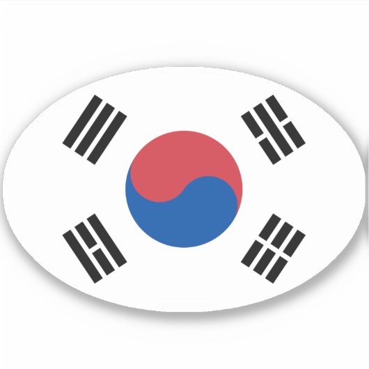 Südkoreanische Flagge Oval Aufkleber (Vorderseite)