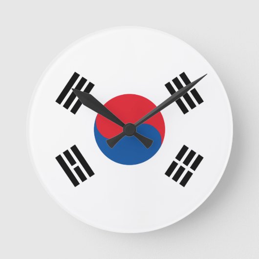 Südkoreanische Flagge Runde Wanduhr (Vorderseite)