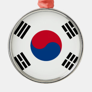Südkoreanische Flagge Silbernes Ornament