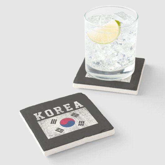 Südkoreanische Flagge Steinuntersetzer (Seitenansicht)