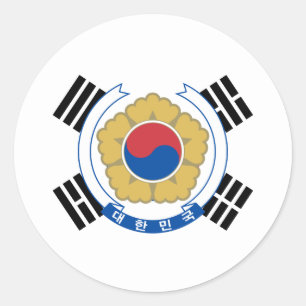 Südkoreanische Flagge und Emblem, Flagge Südkoreas Runder Aufkleber