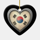 Südkoreanische Herz-Flagge mit Metalleffekt Keramikornament (Hinten)