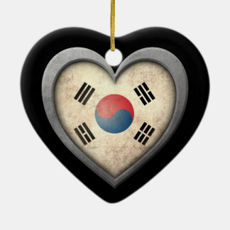 Südkoreanische Herz-Flagge mit Metalleffekt Keramikornament