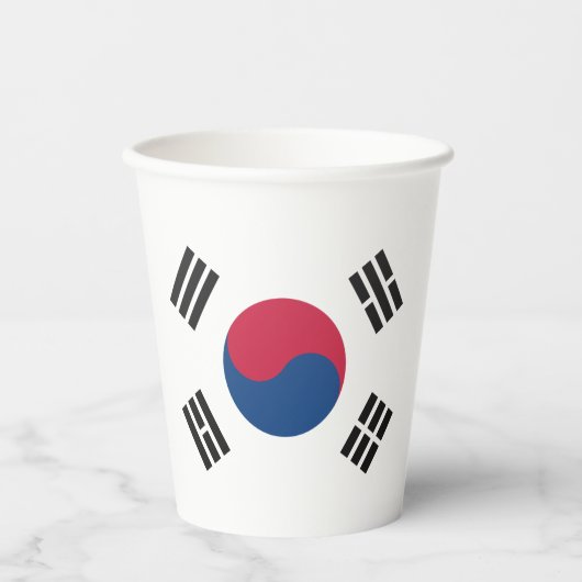 Südkoreanische Papiertücher mit Flaggenzeichen Pappbecher (Vorderseite)