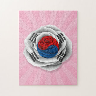Südkoreanische Rosen-Flagge auf Rosa Puzzle