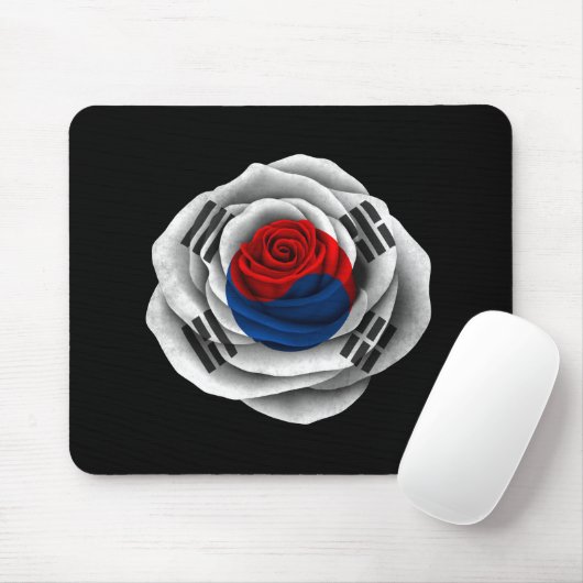 Südkoreanische Rosen-Flagge auf Schwarzem Mousepad (Mit Mouse)