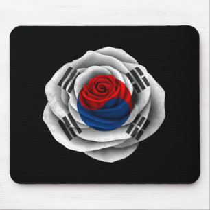 Südkoreanische Rosen-Flagge auf Schwarzem Mousepad