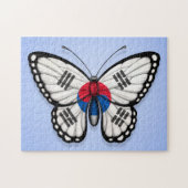Südkoreanische Schmetterlings-Flagge auf Blau Puzzle (Horizontal)