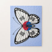 Südkoreanische Schmetterlings-Flagge auf Blau Puzzle (Vertikal)