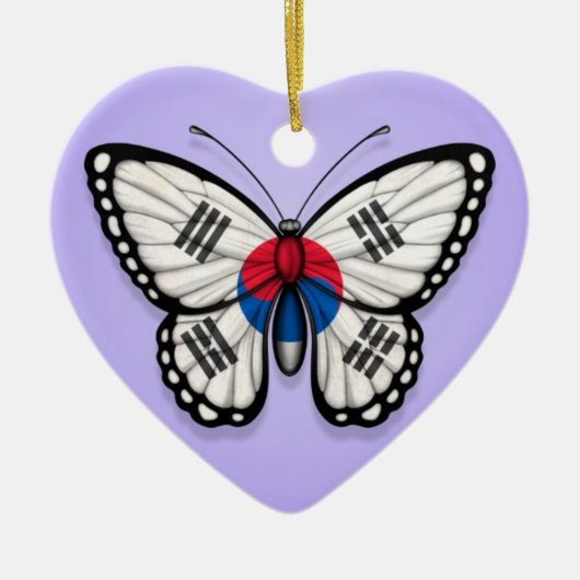 Südkoreanische Schmetterlings-Flagge auf Lila Keramik Ornament (Vorne)
