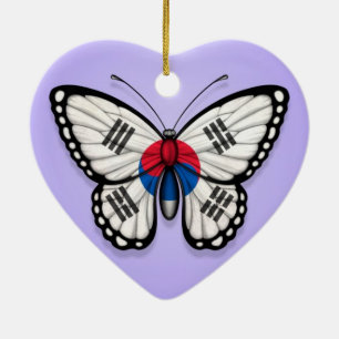 Südkoreanische Schmetterlings-Flagge auf Lila Keramik Ornament