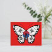 Südkoreanische Schmetterlingsflagge in Rot Postkarte (Stehend Vorderseite)