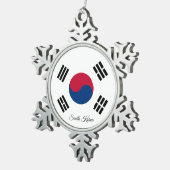 Südkoreanische Schneeflocke, koreanische Flagge Schneeflocken Zinn-Ornament (Rechts)