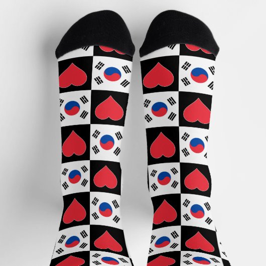 Südkoreanischer Flaggen-Herz-Muster-Fun-Südkorea-P Socken (Oben)