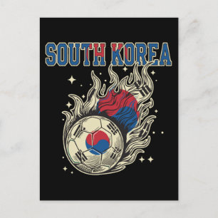 Südkoreanischer Fußball Flammender Ball Retro Fußb Postkarte