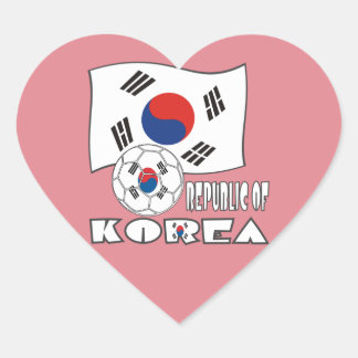 Südkoreanischer Fußball und Flagge Herz-Aufkleber