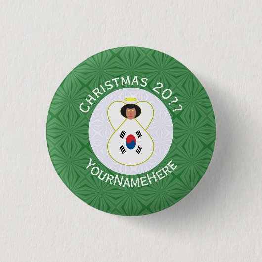 Südkoreanischer Weihnachtsgeländer Personalisiert Button (Vorderseite)
