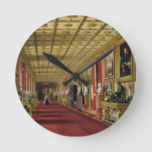 Südkorridor, Windsor Schloss, 1838 (chromolitho) Runde Wanduhr