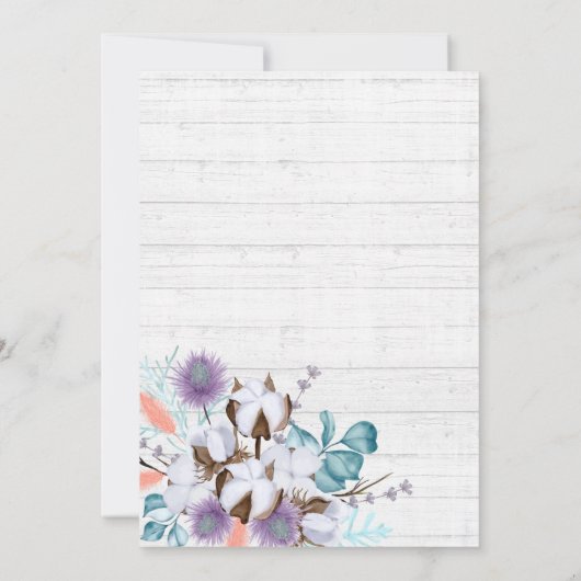 Südländer Baumwollflora-Polterabend Einladung (Rückseite)