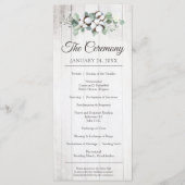 Südländische Baumwolle rustikale Hochzeitsfeier Programm (Vorderseite)