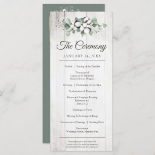 Südländische Baumwolle rustikale Hochzeitsfeier Programm