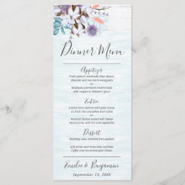 Südländlicher Baumwolle Bolzen Rustikales Hochzeit Menükarte